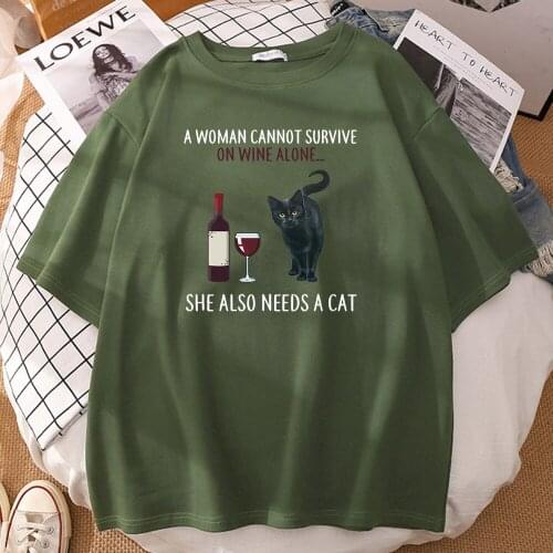 A Woman Cannot Survive On Wine Alone Print Men T-shirt Sports Summer T-shirt Hip Hop Quality Tops Retro Comfortable Mans Tshirt