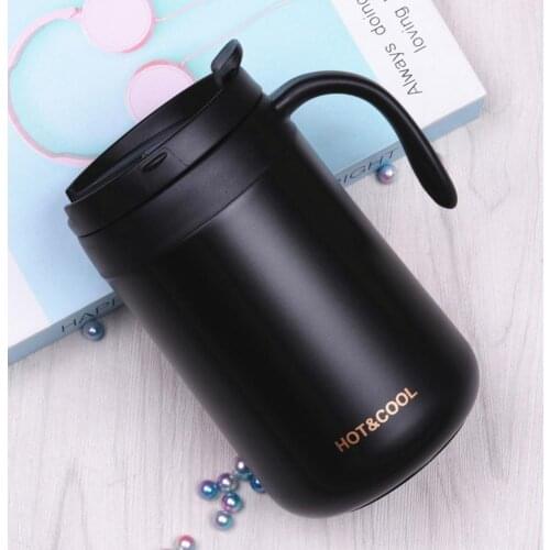 500ML Leak-proof Coffee Insulated Bottle Ergonomics Handle Simple Stainless Steel Water Cup for Business High Capacity Water Cup