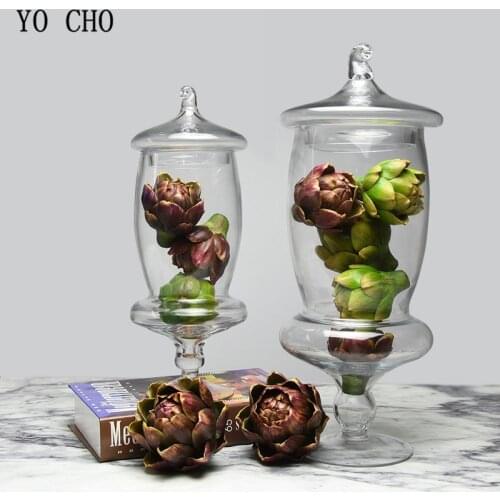 YO CHO Artichoke flower head simulation plant red green orange home decoration garden bonsai plastic pineapple head fake plant