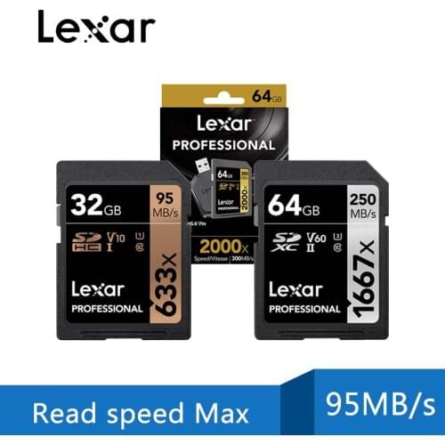 Lexar sd card 32GB 633x 1000x U3 Class10 128GB Memory Card UHS-I C10 64GB Carte SD cartao de memoria Flash Card for Camera