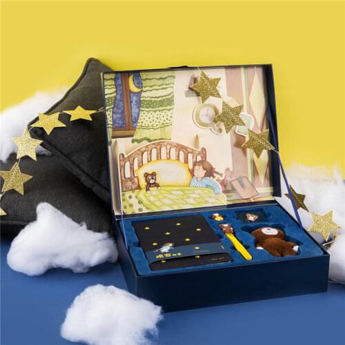 Kinbor Good Night Bear Theme Premium Notebook Set B6 Size Gift Packaging Notebooks School Suppliers Gift Office Tools Stationery