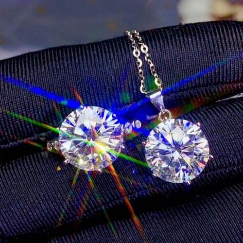 Sale for engagement ring party necklace big size shinning moissanite gemstone ring earrings and necklace jewelry set with silver