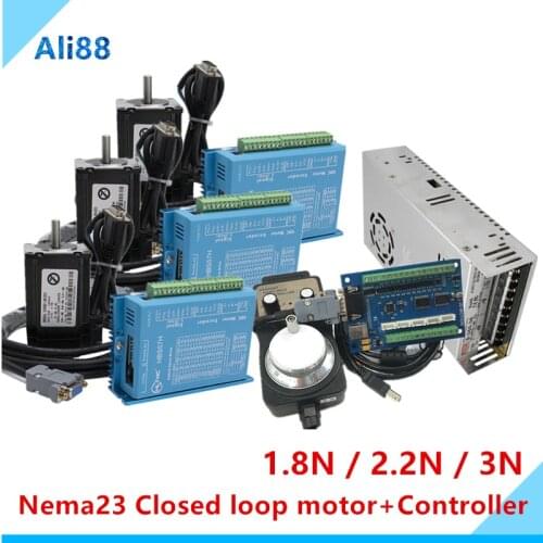 3 axis Closed loop motor kit: nema 23 Stepper motor Closed Loop system+servo Drive+5-axis MACH3 board with Control handwheel