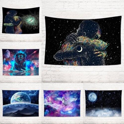 Creative Couple Hugging Galaxy Tapestry Wall Hanging Abstract Decorative Art Pattern Wall Rug Home Decorative Tapestries