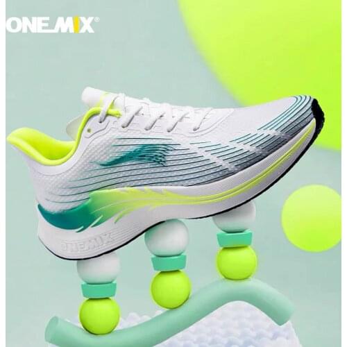 Onemix Breathable Mesh Running Shoes for Summer Light Marathon Sport Women Sneakers Mesh Athletic Shoes soft Carbon Fibre Plate