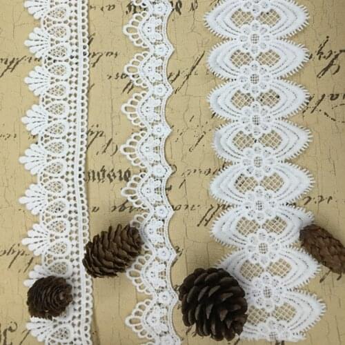 15yards 6.5cm White Lace Trim Applique Cord Lace Fabric Sewing Accessories High Quality Milk Silk Lace Trimming Ribbon