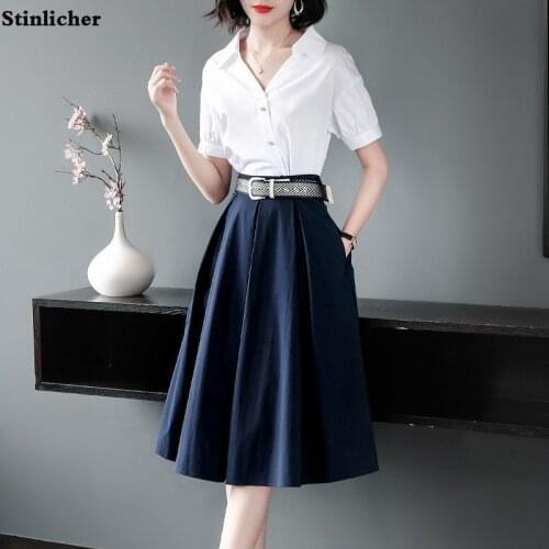 Summer Cotton Shirt Dress Women Elegant V-neck Short Sleeve Office Ladies Work Dress Female Casual Belt Tunic Long Dress Robe