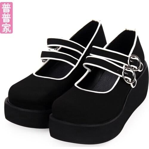 Princess sweet lolita shoes Original big round head thick-soled muffin and soft girl shoes in spring lovely custom shoes pu9633