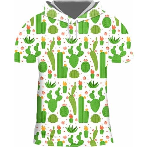 IFPD EU Size Fashion Hooded T Shirt 3d Full Printed Plant Cactus Men T-shirt Unisex Harajuku Short Sleeve Tees Tops Oversized