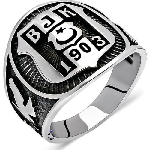 Solid 925 Sterling Silver 1903 Besiktas Mens Ring