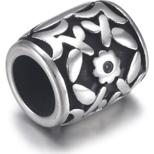 Stainless Steel Barrel Bead Polished 6mm Large Hole Metal Beads Bracelet Charms for DIY Jewelry Making Accessories