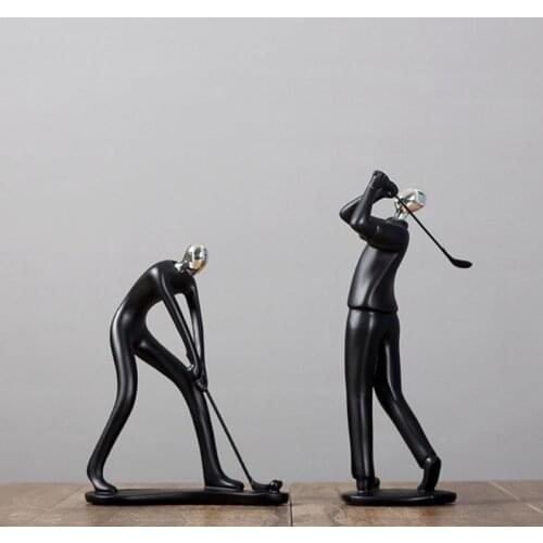 Nordic Simple Sports Man Golf Player Statue Black Figurines Cabinet Ornaments Home Decoration Modern Stylish Bicycle Music Gift