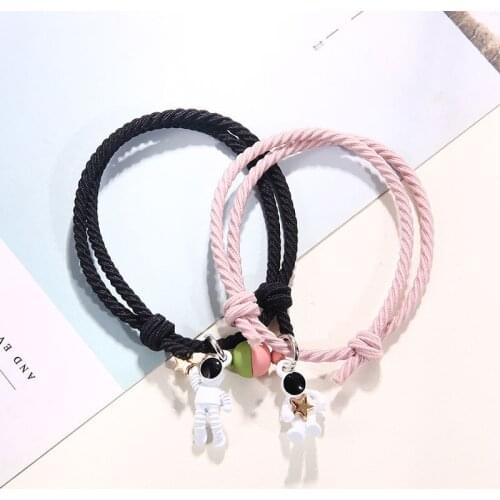 2021 New Magnet Couple Bracelet Star Astronaut Paired Bracelet Attractive Fashion Valentines Day Jewelry Gift 2 Pcs/Set