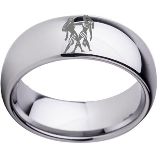 New Zodiac Gemini Jewelry 8mm Tungsten Male & Female Ring Special Gift for Little Boy Size 6-13