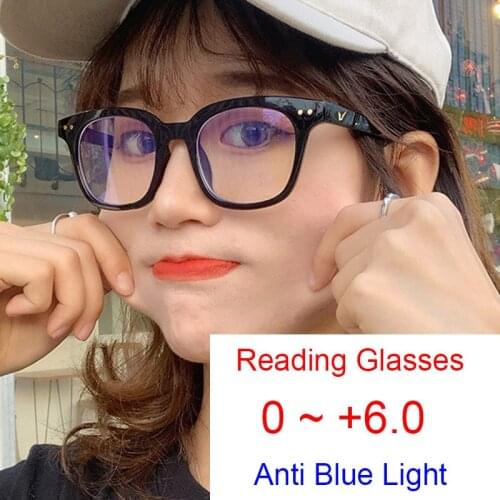 Glasses Presbyopia Woman Men Blue Light Blocking Korea Designer Oversized Black Square Eyeglasses Frame Reading Anti Tired Sight