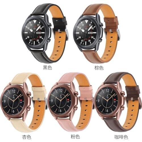Official Leather Band for Samsung Galaxy Watch 3 45mm 41mm Genuine Leather Watch Strap Replacement for Galaxy Watch 45mm 41mm