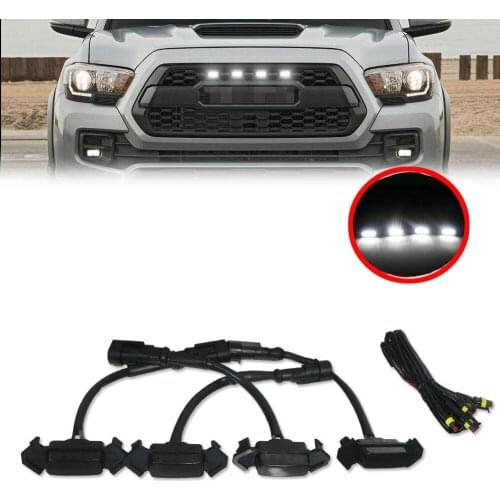 Car Front Grille Amber Lighting Smoked Lens white Kit For Toyota Tacoma w/TRD Pro 2016 ~ 2020 Car 12V LED Grill Lamp 4PCS