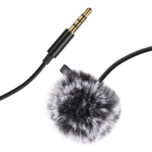 PULUZ 3m 3.5mm Jack Lavalier Wired Condenser Recording Microphone with Fur Windscreen Cap