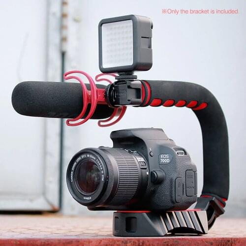 U Grip Pro Camera Handheld Video Stabilizer Handle Grip w/ 3 Cold Shoe Mount Stabilizer Grip Holder Stabilizer U Shape