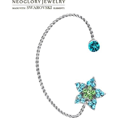 Neoglory Austria Crystal & Czech Rhinestone Hoop Earrings Fashion Star Shaped Youthful Style SIngle Piece Trendy Sale Girl Gift