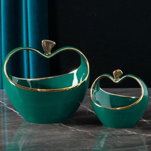 Modern Ceramic Apple Key Jewelry Storage Bowl Accessories Home Livingroom Furnishing Crafts Coffee Table Figurines Decoration