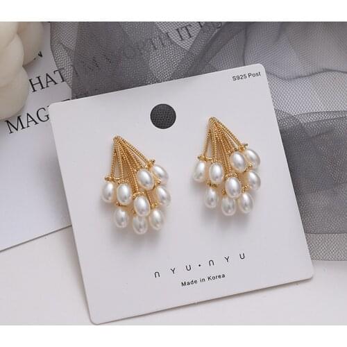 2021 Korean New Fashion Elegant Baroque Pearl Clip on Earrings Non Pierced Temperament Personality Versatile Jewelry For Women