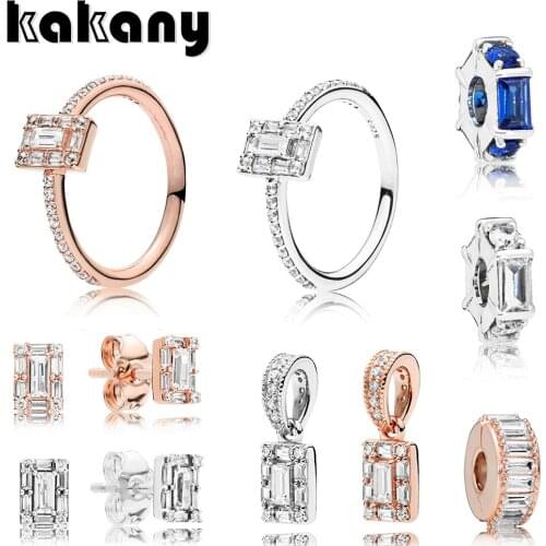 KAKANY New Standard High Quality S925 Sterling Silver Lady Elegant Delicate Shiny Crystal Charm Bead Ring Earring Pendant