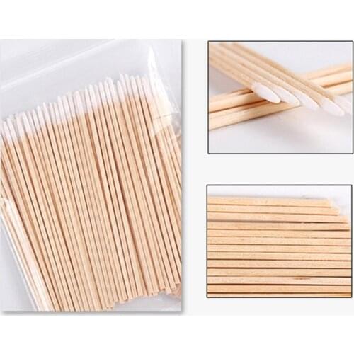 Poseida 100pcs/set Long Wooden Handle Tattoo Makeup Sticks Swab Makeup Cotton Microblade Tool G5Z8