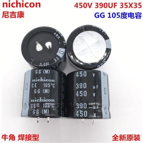 2PCS/10PCS 390uf 450v Nichicon GW/GG 35x35mm 450V390uF Snap-in PSU Capacitor
