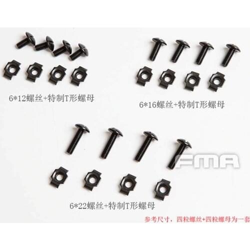 4pcs/lot Black FMA Helmet Rail Screws Set Helmet Strap Fixed Screws Bolts And Nuts