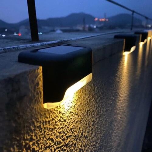 4PCS LED Solar Lamp Path Stair Outdoor Waterproof Wall Light Garden Landscape Step Deck Lights Balcony Fence Solar Lights