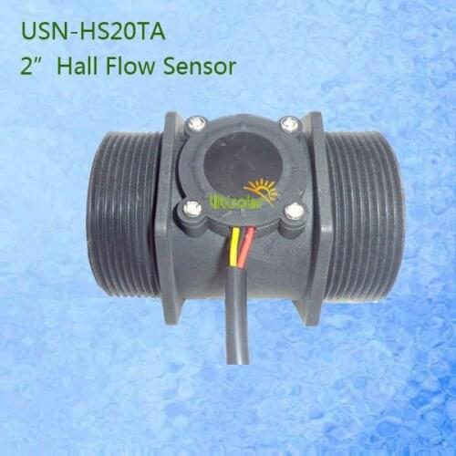 5pcs a lot G2 DN50mm Hall Water Flow Sensor USN-HS20TA 10-300L/min Water Turbine Flowmeter Big Size 2 inch