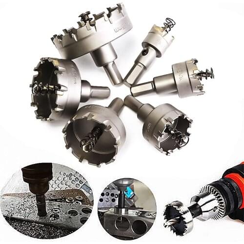 6Pcs 22-65mm HSS Hole Saw Set Carbide Tip TCT Metal Cutter Core Drill Bit Hole Saw Alloy Stainless Steel Drilling Metalworking