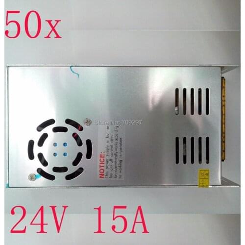 FREE DHL 50pcs/lot 360W 15A DC24V LED Switching Power Supply Transformer,Input AC110~240V for LED strip light,2 years warranty