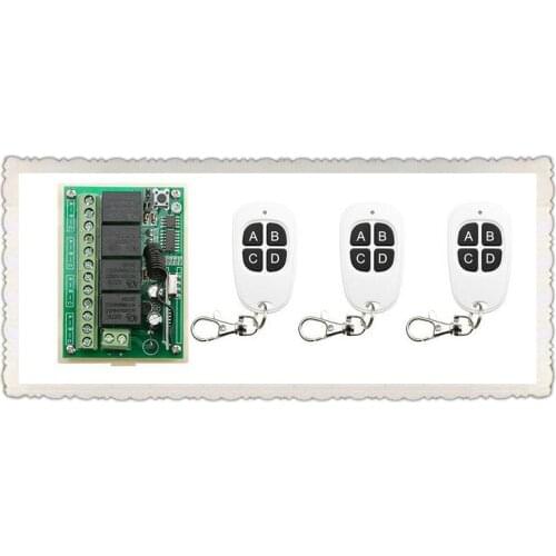 DC12V 4CH 10A RF Wireless Remote Control Switch System teleswitch 1 transmitter & 3 receiver relay Receiver Smart Home Switch