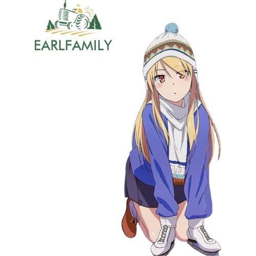 EARLFAMILY 13cm x 5.6cm for Mashiro Shiina Car Stickers Sunscreen Funny Decals Car Accessories Cute Laptop Refrigerator Decor