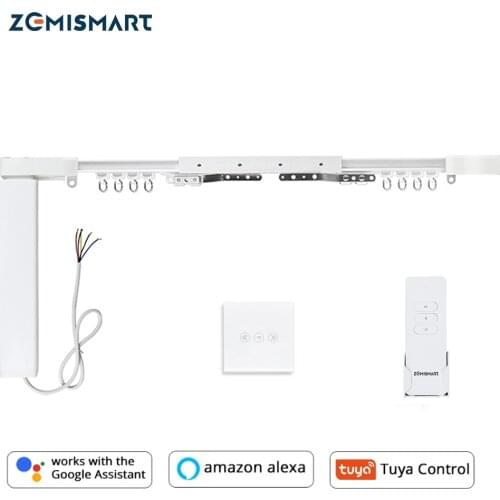 Zemismart Electric Curtain Motor with Rail Smart Home Tuya Smart Life APP Alexa Echo Google Home Control