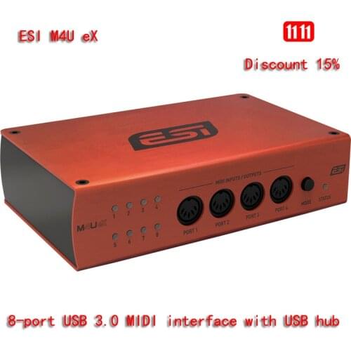 ESI M4U eX 8-Port USB 3.1 Gen 1 MIDI Interface with USB Hub
