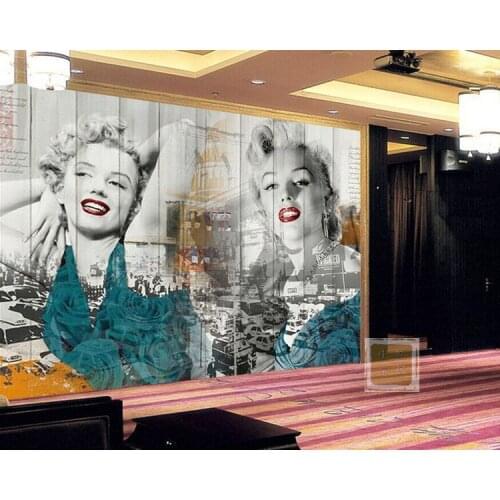 European figure sexy Marilyn Monroe 3D wall photo mural living room and bedroom retro vintage wallpaper