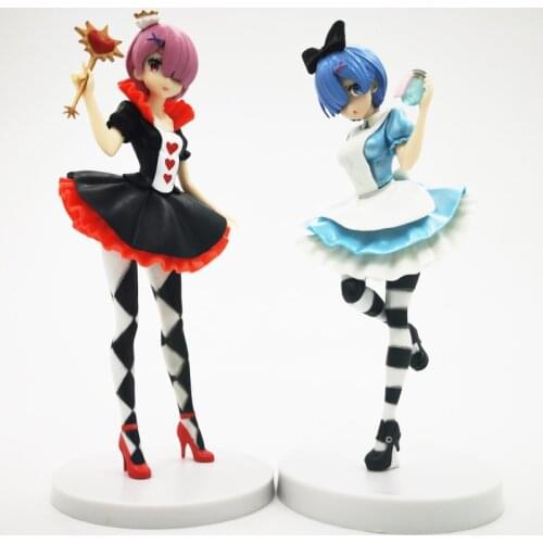Anime Re:Life In A Different World From Zero Rem Ram Alice in Wonderland Beautiful Girl PVC Action Figure Model Toy 21cm