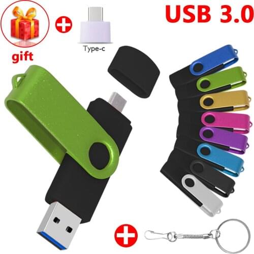Custom Logo 3 IN 1 OTG Type C USB 3.0 USB Flash Drive Pen Drive 8GB 32GB 64GB 256GB 512G OTG Pendrive 128GB Usb 3.0 Memory Stick