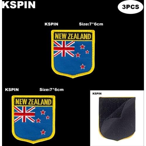 National Flag Patch Hook Loop New Zealand Badges Armband 3D Stick on Jacket Backpack Stickers