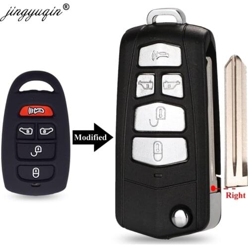 Jingyuqin Modified Flip Folding Key Case Cover For Hyundai Fit KIA Sedona Upgrade Remote 5 Button Fob Key Shell