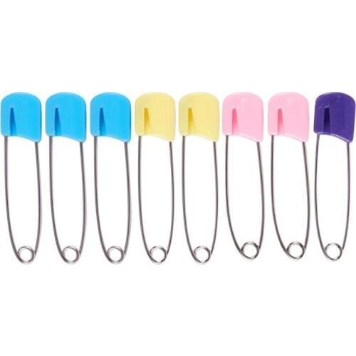Quality 8 pieces Color assorted plastic head honeycomb fabric safety pins for baby