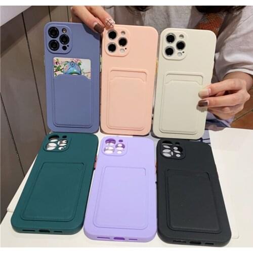 Leather Card Holder Phone Case For iPhone 12 Mini 11 Pro Max 7 8 Plus SE 2020 Candy Color Card Bag Case For iPhone XR X XS Max