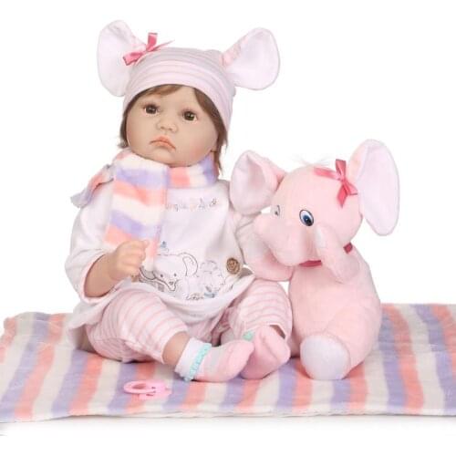 NPKCOLLECTION 55cm Silicone Reborn Baby Doll Playmate Gift For Girls Baby Girl Alive Soft Toys For Bouquets Doll Bebes Reborn