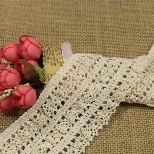 Hot Selling! Wholesale Price 6.5cm Off white Baby Hair Band Lace Trim Cotton Elastic Lace Trimming Factory Z133