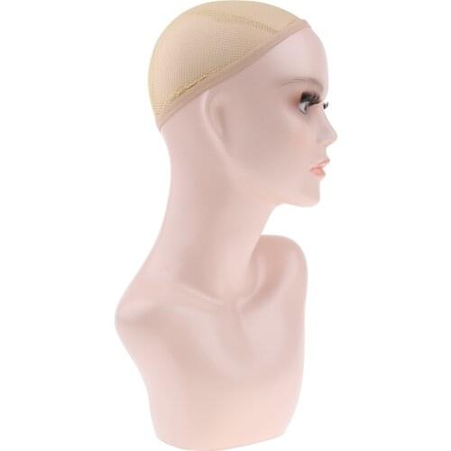 1 Piece Bald Mannequin Head, Beige Female Professional Cosmetology Model for Wig Making, Eyeglasses & Hats Displaying