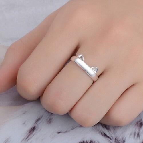 Cute Color Cat Ear Finger Ring Open Design Fashion Jewelry Ring For Women Child Gifts Adjustable Ring Wholesal 3 Colors