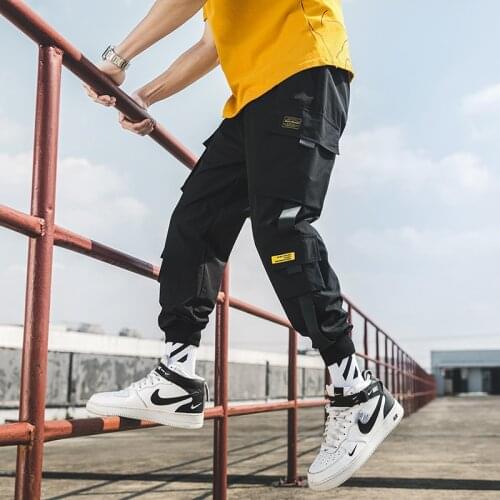 Nice Mens Cargo Pants Streetwear Oversized Man Harem Pants Multi-Pocket Ribbons Fashion Sweatpants Casual Male Pants New S-5XL